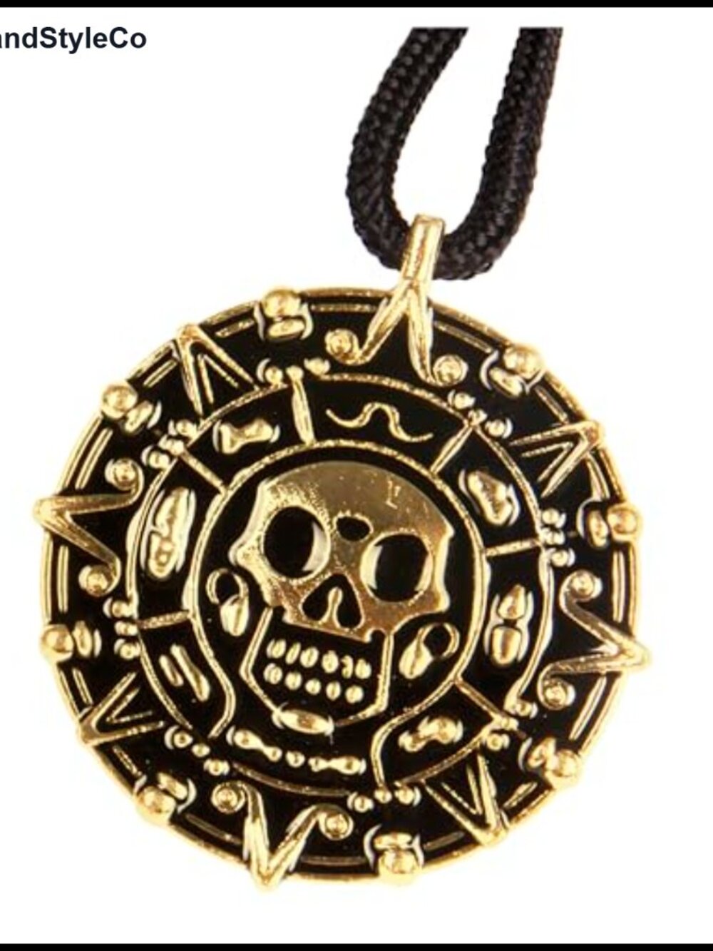 Pirate Skull Medallion Necklace Antique Gold Zinc Alloy Cosplay Jewelry